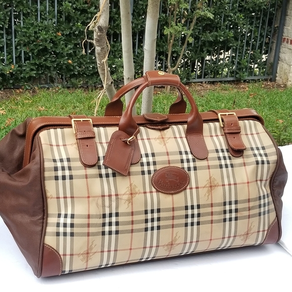 Rare Vintage Burberry Haymarket Gentleman Doctor style boston Travel Duffle bag - Picture 2 of 16